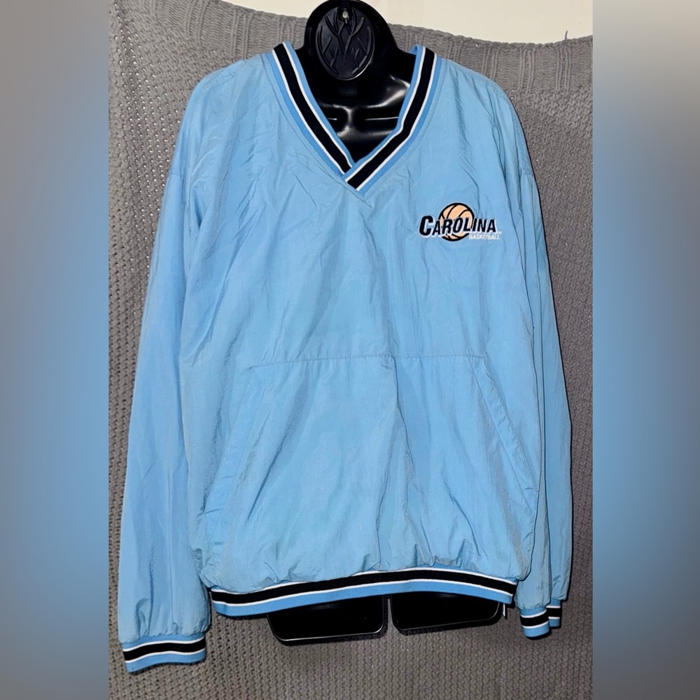 Mens Vintage North Carolina Tar Heels Blue Jacket Coat Pullover Blue Windbreaker
